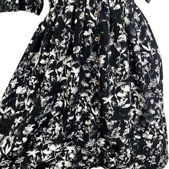 Distubia Floral Print Puff Sleeve Gothic Emo Alt Midi Dress - Picture 5 of 12